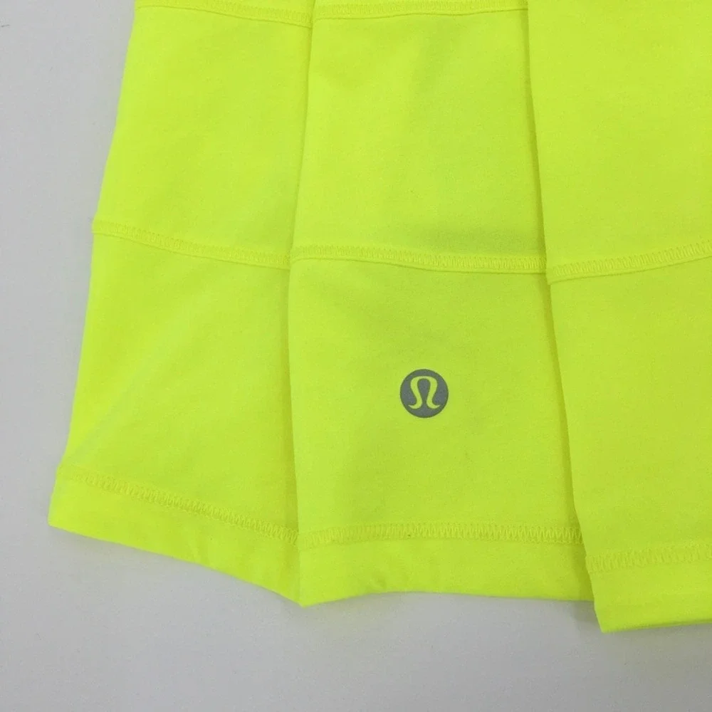 Lululemon Pace Rival Skirt Skort Sz 0 Highlighter Yellow Neon Pickleball Tennis